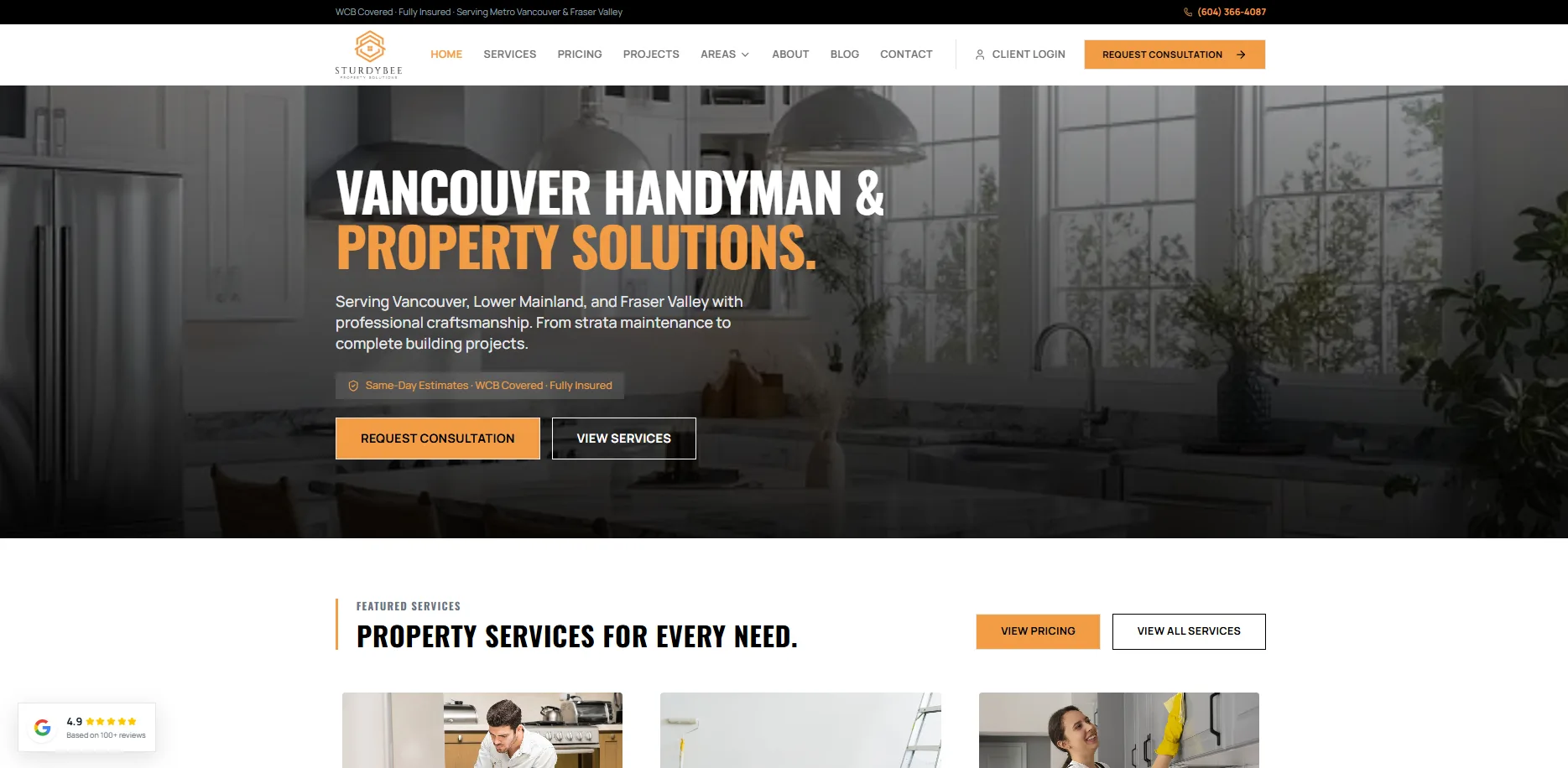 SturdyBee Solutions website — built by Beelong Media