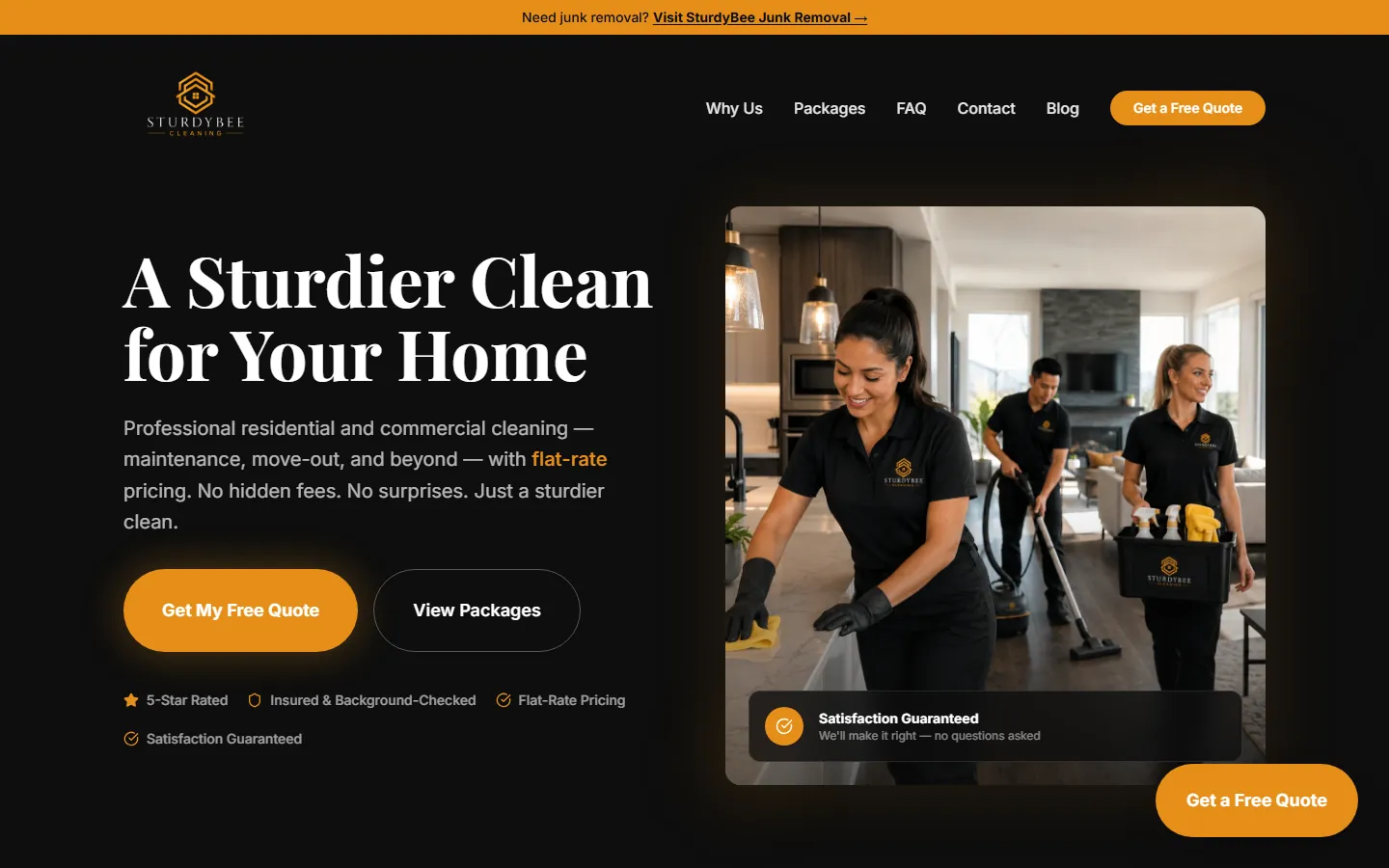 SturdyBee Cleaning website screenshot